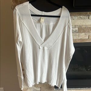 White Ribbed Women's Top